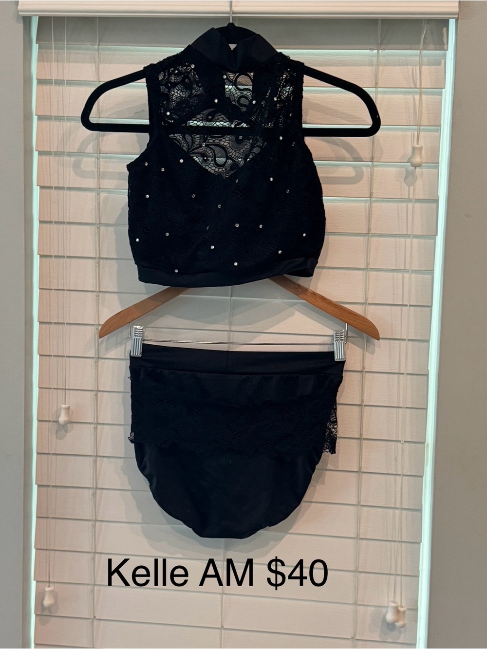 Girls Black Lace Two-Piece Skirted Bottoms Set